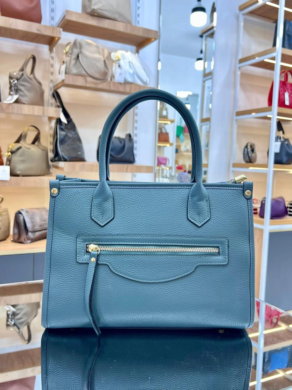 Rossi Leather Tote Bag Light Blue Fashion