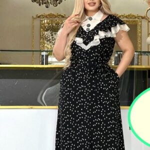 Puantiyeli Fırfır yaxa  Qısaqol Don