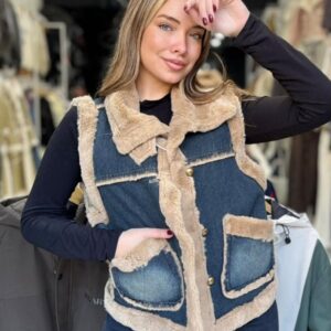 Mexli cins jilet oversize