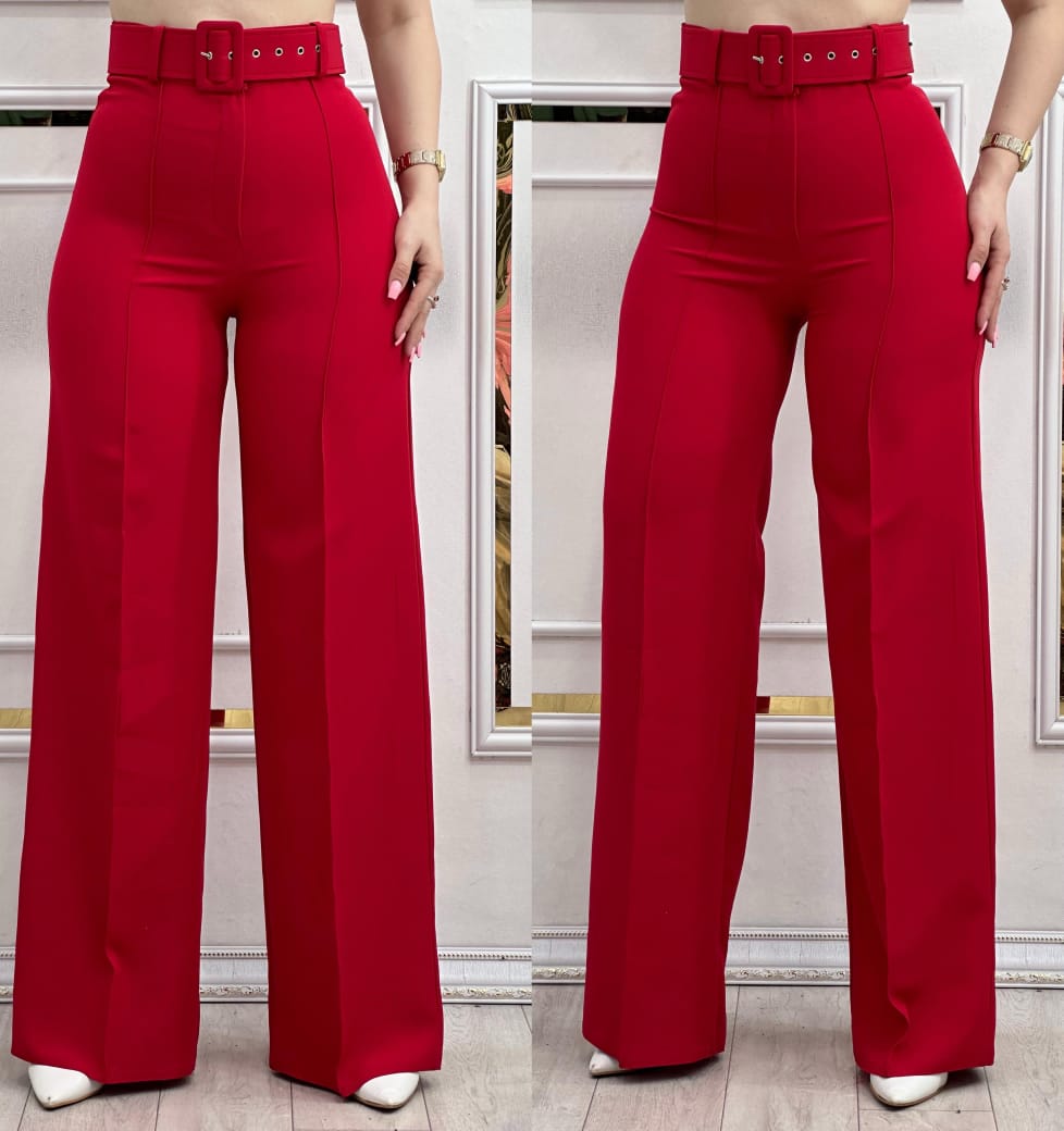 Palazzo xətli şalvar qırmızı