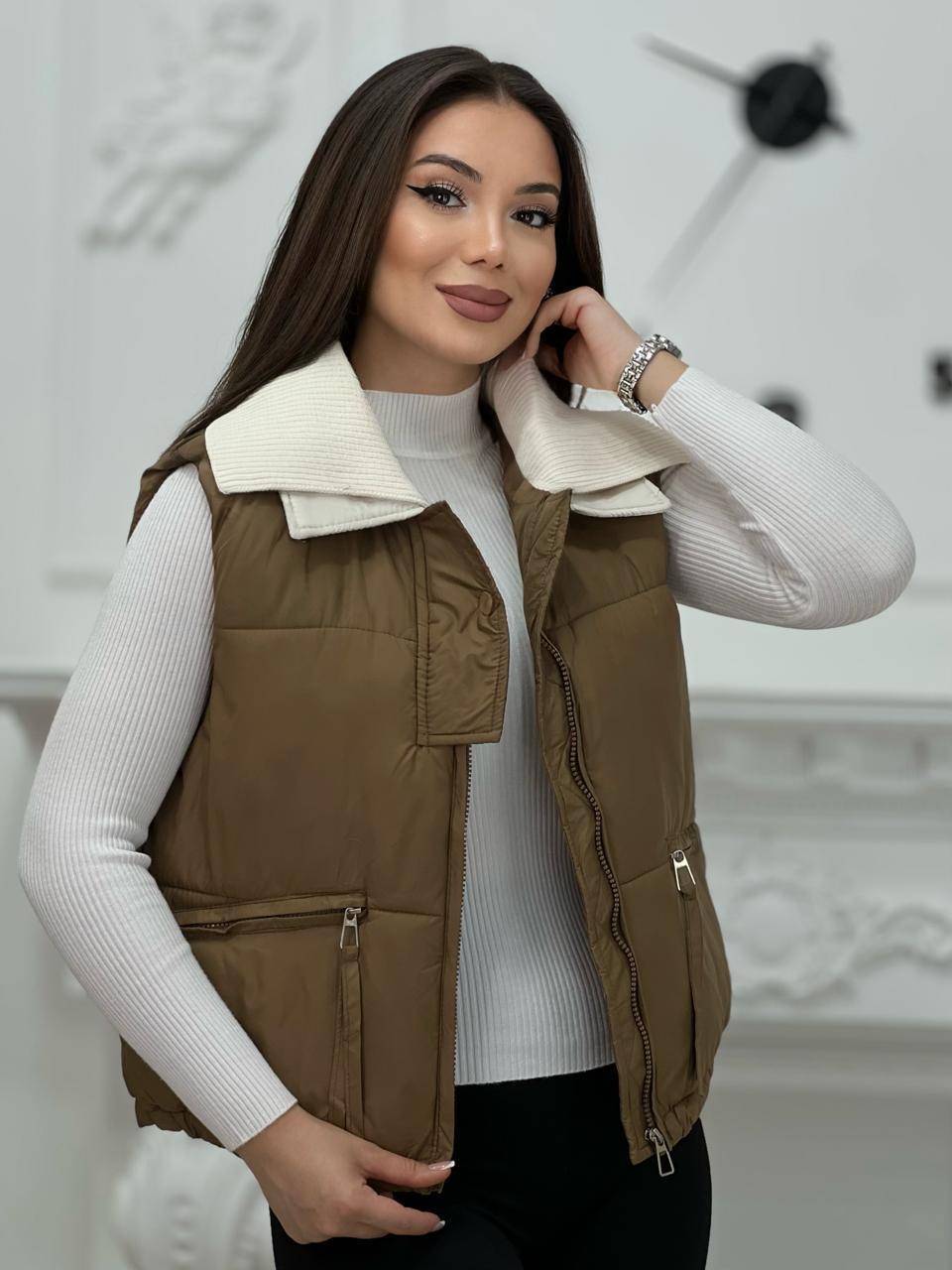 Balonnka Jilet parça detaylı açıq qəhvəyi